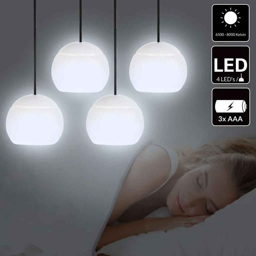 LED hanging lamp - outdoor and indoor lighting - with hook - set of 4