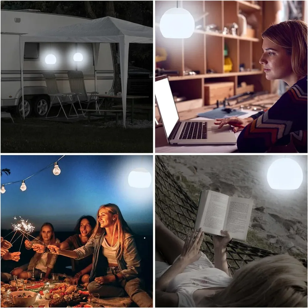 LED hanging lamp - outdoor and indoor lighting - with hook - set of 4