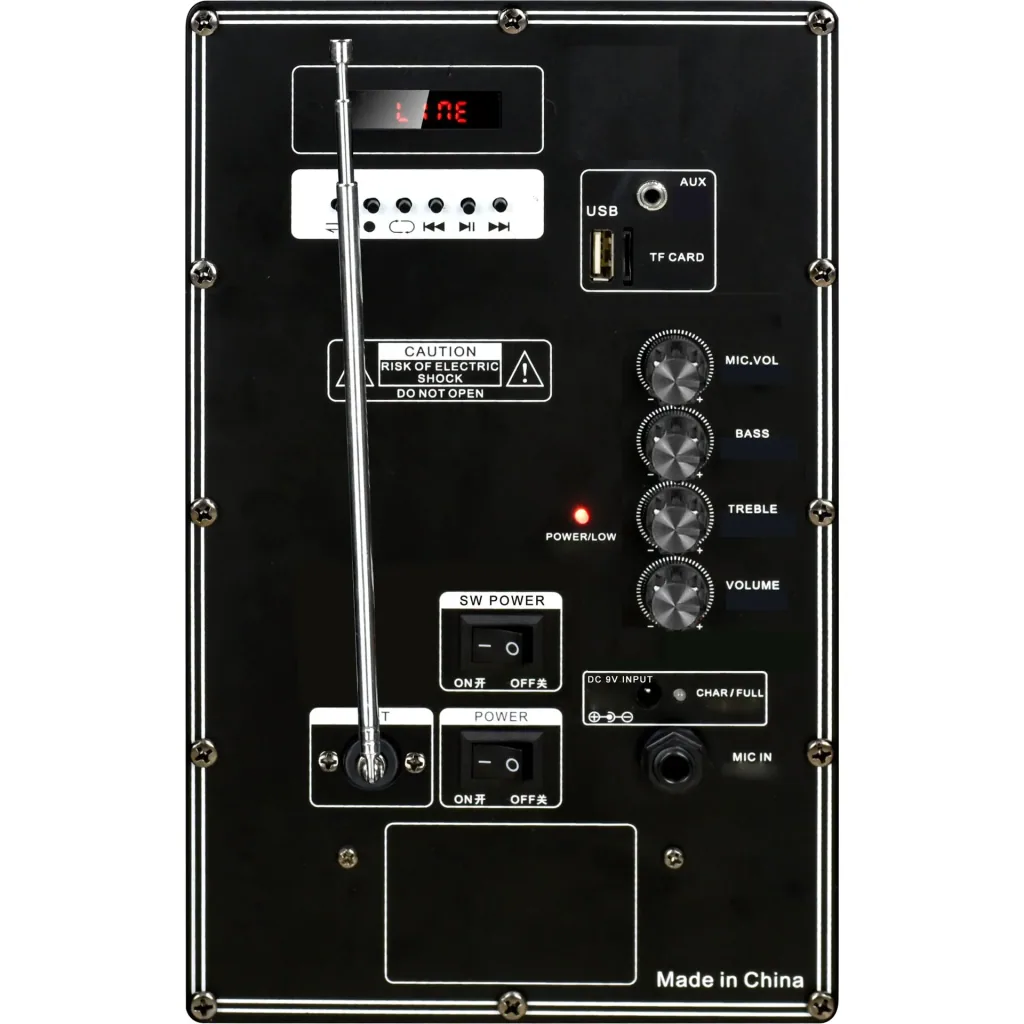 VT-6315 Mobile battery-powered speaker with Bluetooth, 1 wireless microphone, 1 wired microphone and LE