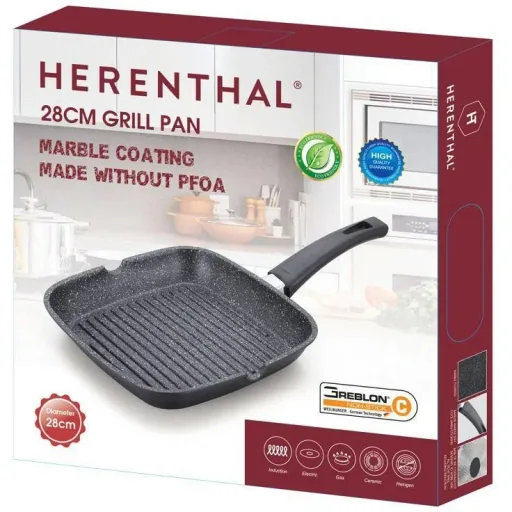 Herenthal 24cm Grill Pan - Marble Coating - Black