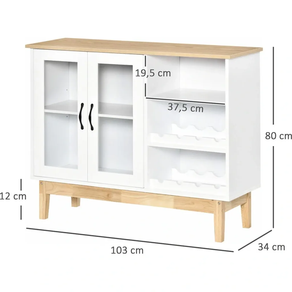 Wine cabinet with glass door wine rack