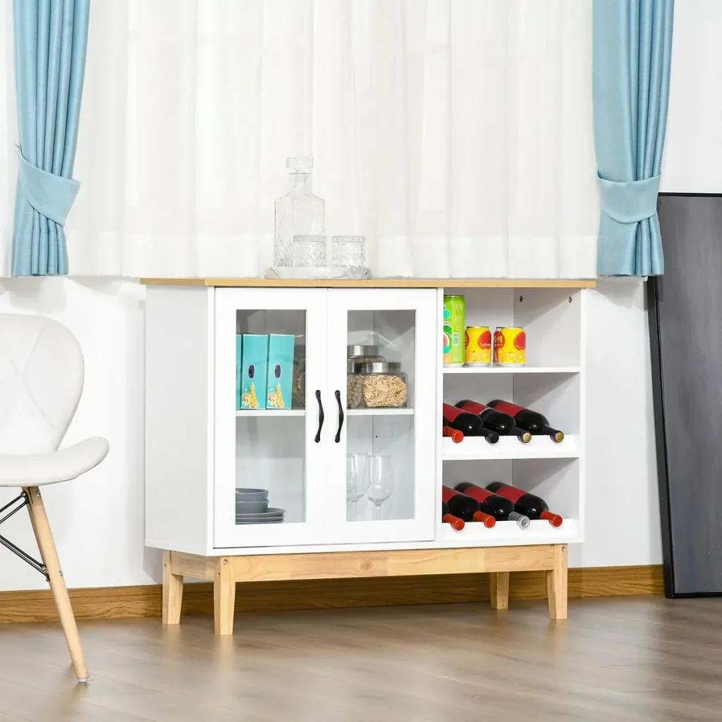Wine cabinet with glass door wine rack
