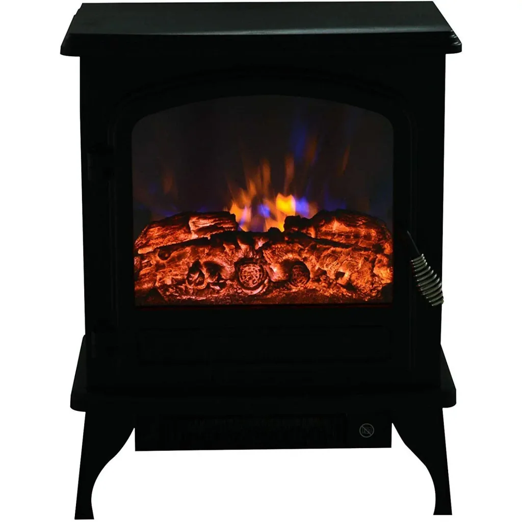 Freestanding fireplace with flame effect