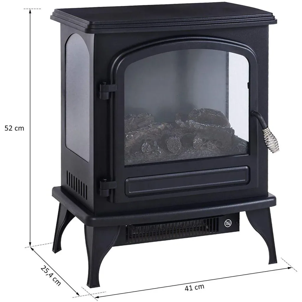 Freestanding fireplace with flame effect