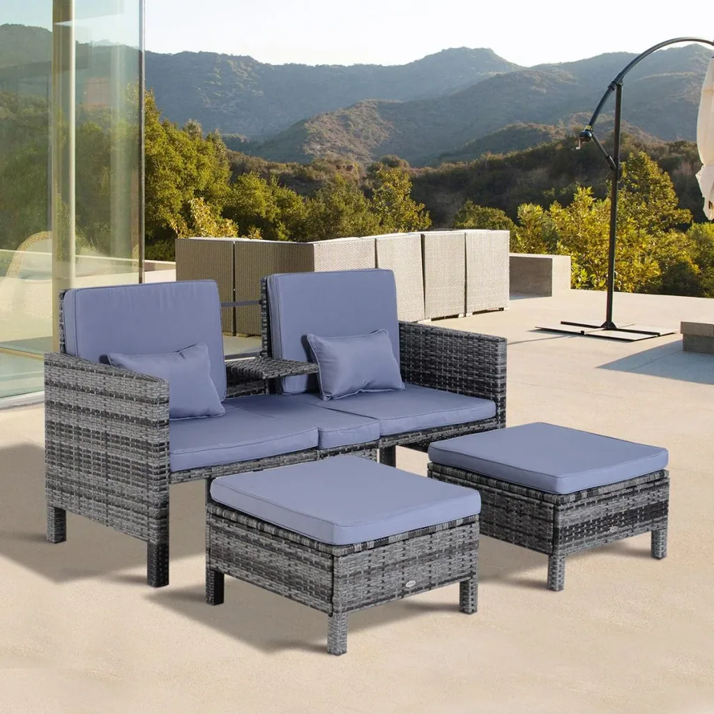 Rattan seating group as a 3-piece set