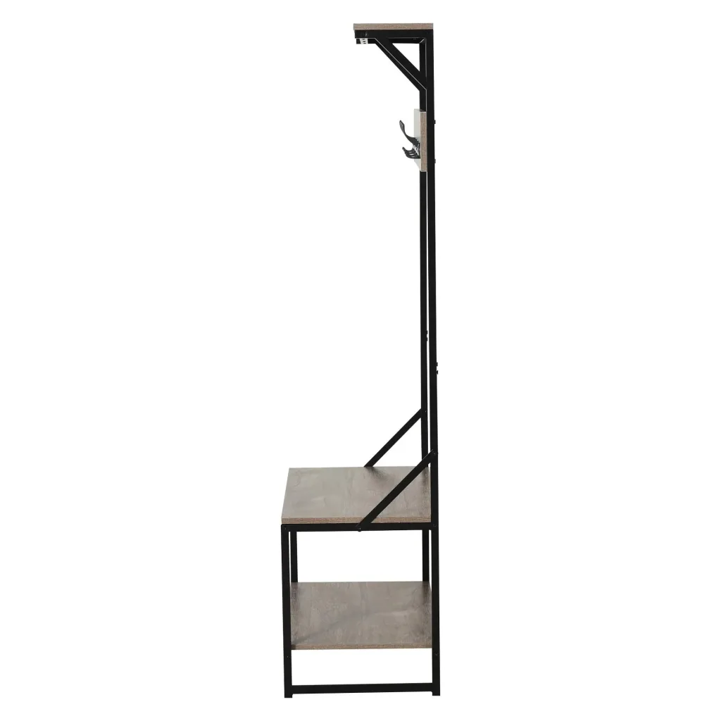 Coat rack with 4 hooks and shoe rack, natural