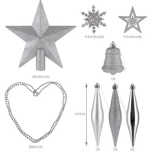 Christmas balls - 102 pieces - silver