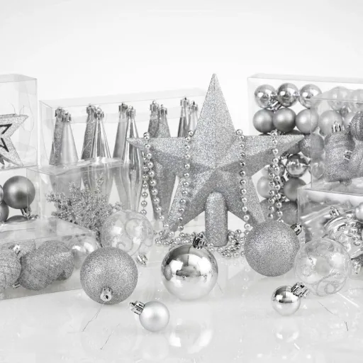 Christmas balls - 102 pieces - silver