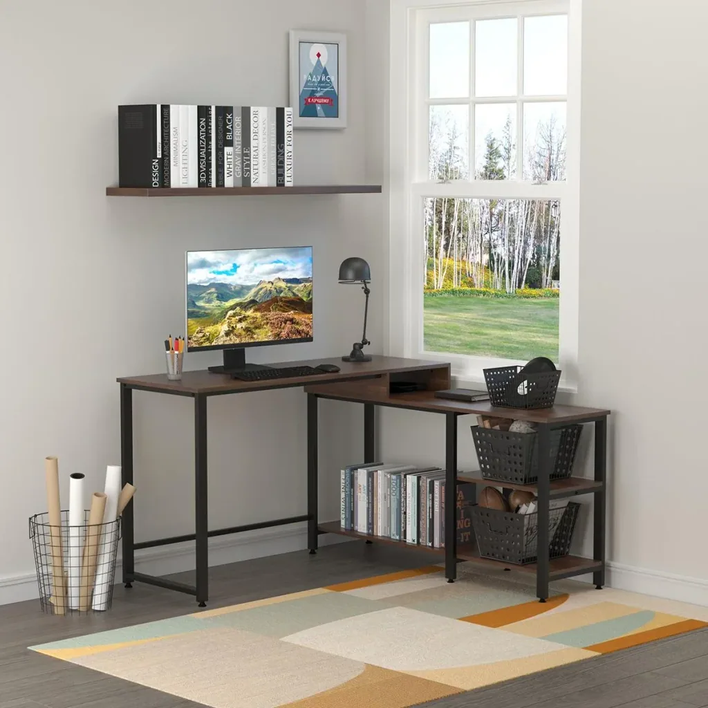Corner desk in industrial style brown/black