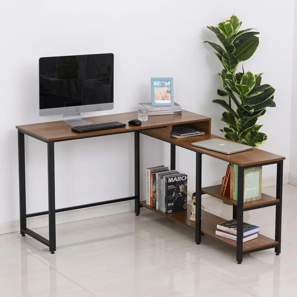 Corner desk in industrial style brown/black