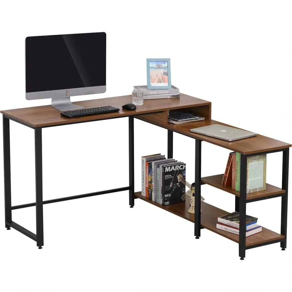 Corner desk in industrial style brown/black