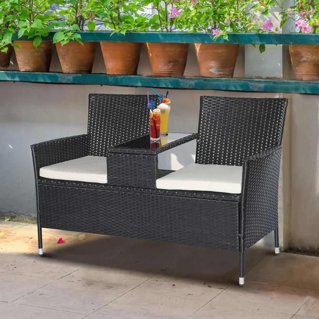 Polyrattan garden bench