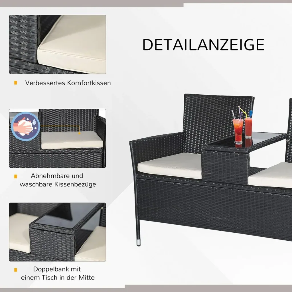 Polyrattan garden bench