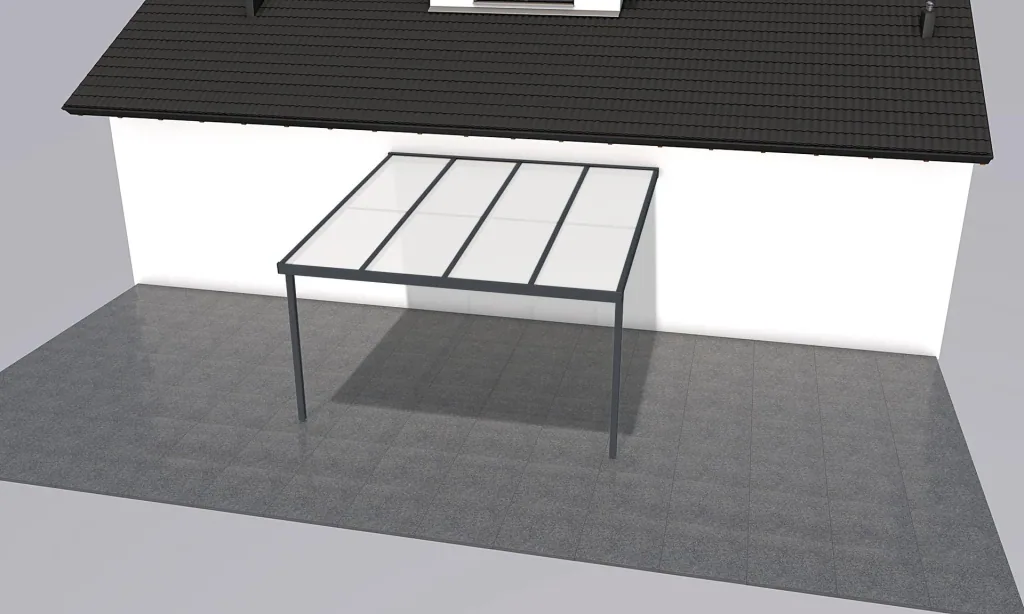 Patio roof Premium, anthracite, 4102 x 4060 mm - Klima blue