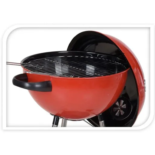 BBQ Charcoal Grill on Wheels - 47x76 cm - Stainless Steel - Red