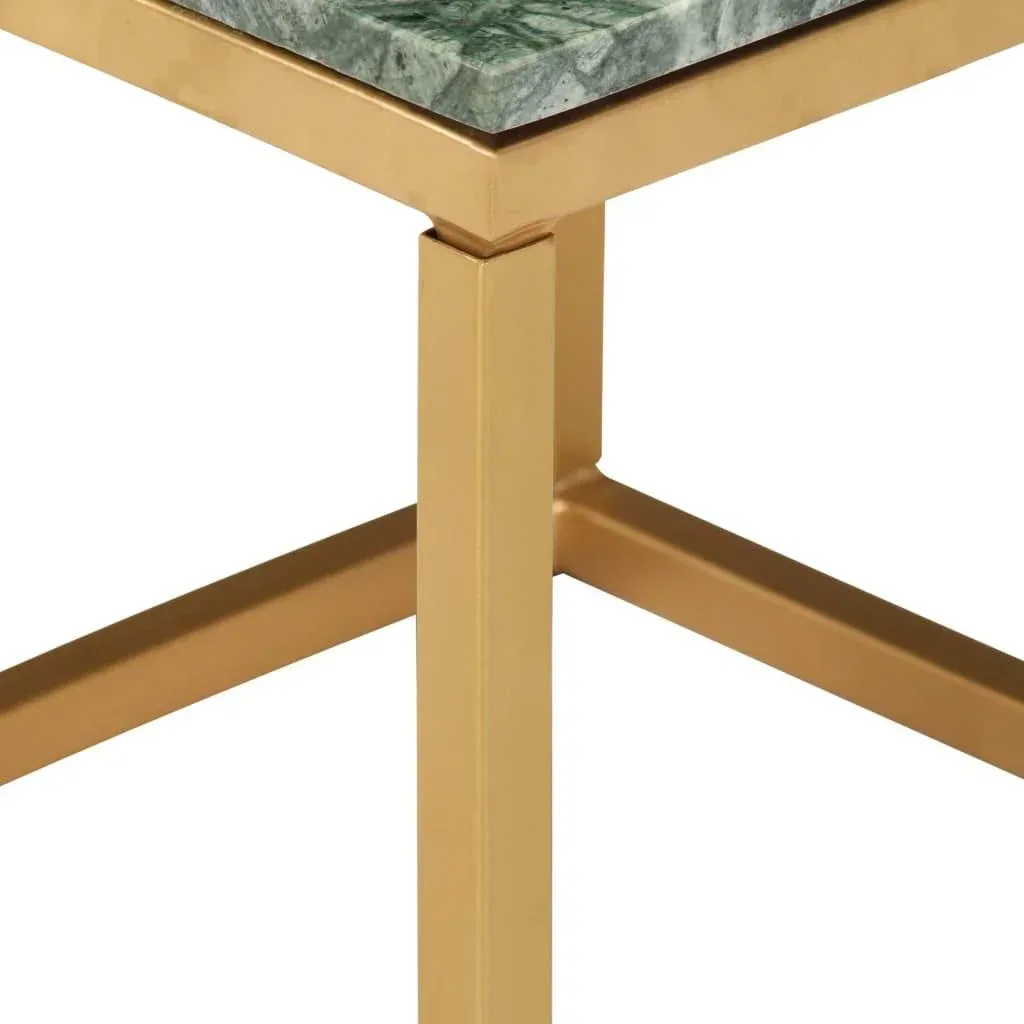 Coffee table 40x40x35 cm real stone with marble structure green