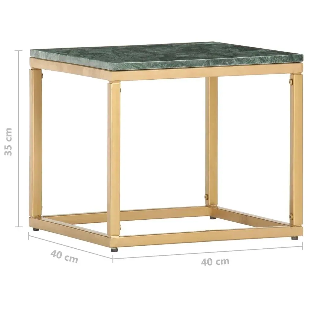 Coffee table 40x40x35 cm real stone with marble structure green