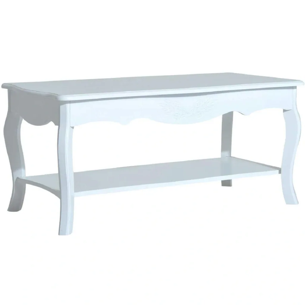 Coffee table side table with storage compartment wood white