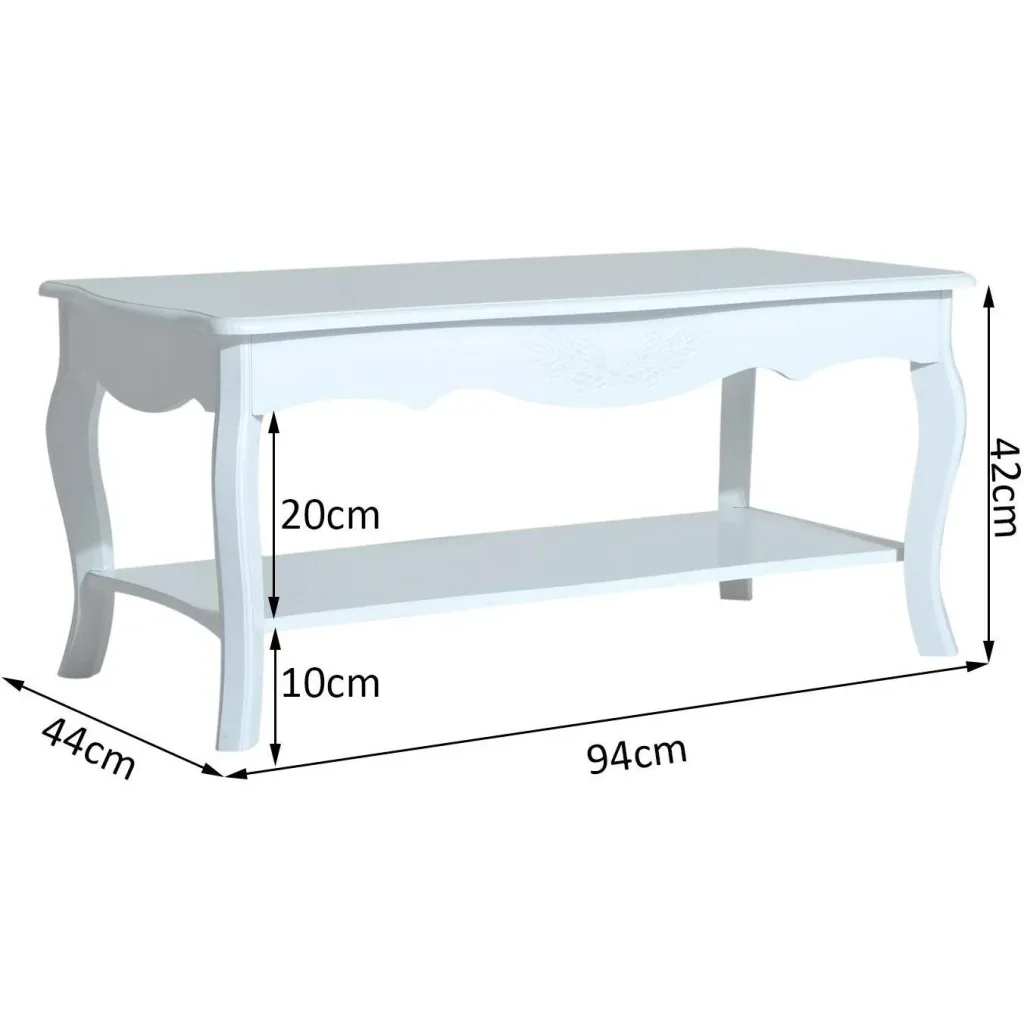 Coffee table side table with storage compartment wood white