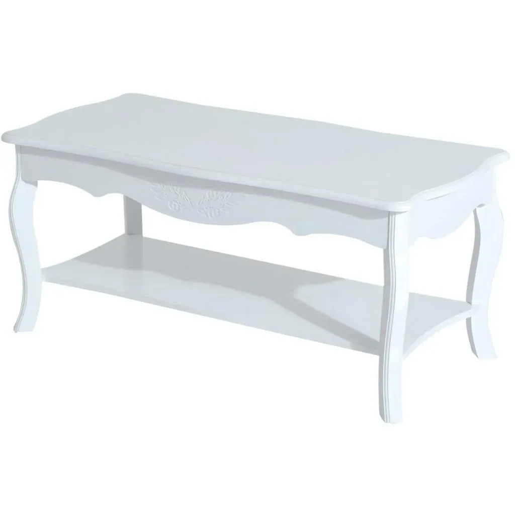Coffee table side table with storage compartment wood white