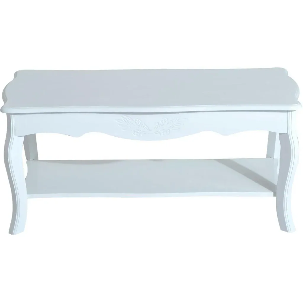 Coffee table side table with storage compartment wood white