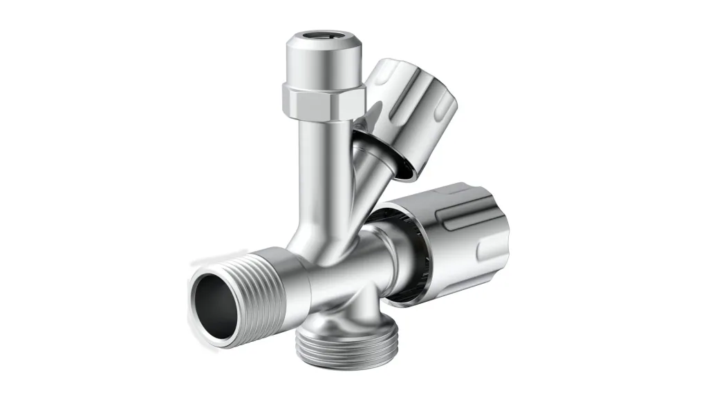 Combi angle valve 1/2"AG x 3/4"AG x 3/8"AG x 10 mm
