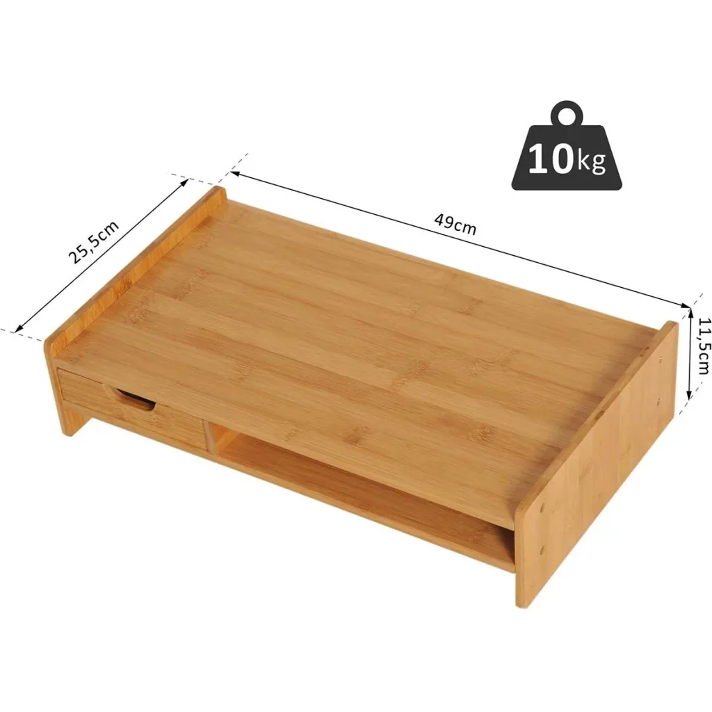 Monitor stand with drawer natural