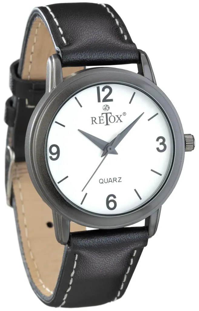 Watch set for him and her in titanium look and genuine leather strap