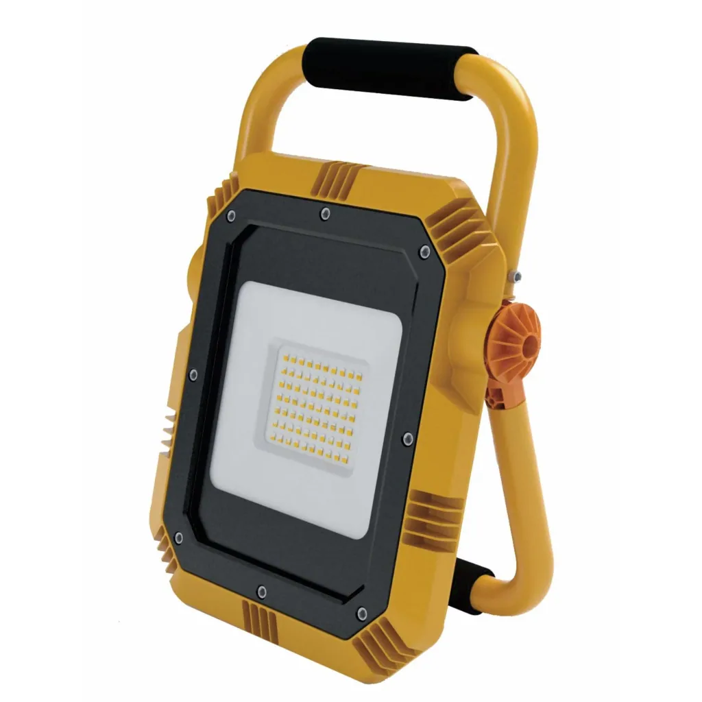 VT-51 LED Work Light / Construction Light with Socket - 50 W - 4000 Lumens - Black / Yellow - 6400K