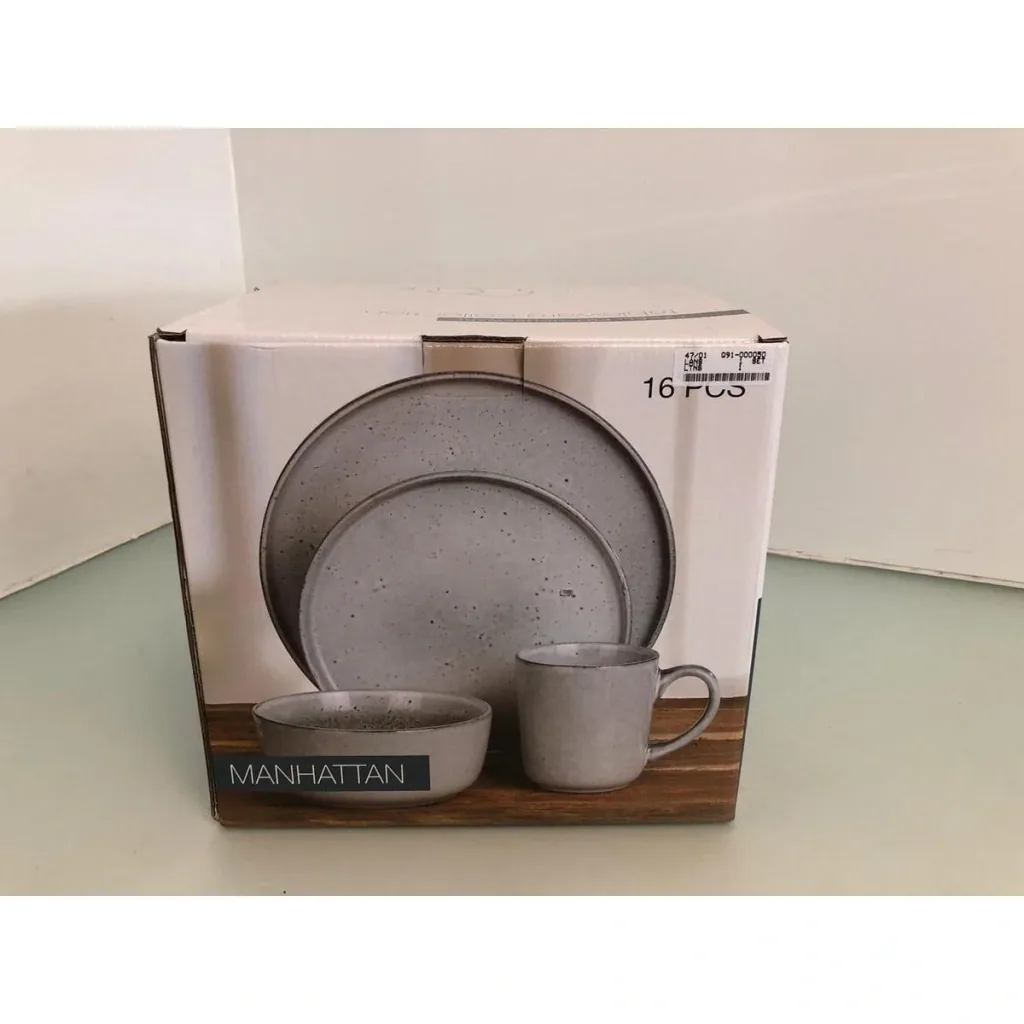 Excellent 16-piece dinnerware set - stoneware - grey