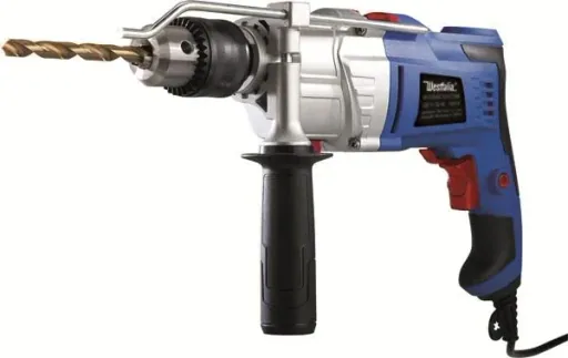 Electronic impact drill 1050 watts, 2-speed including 18-piece Makita drill bit set