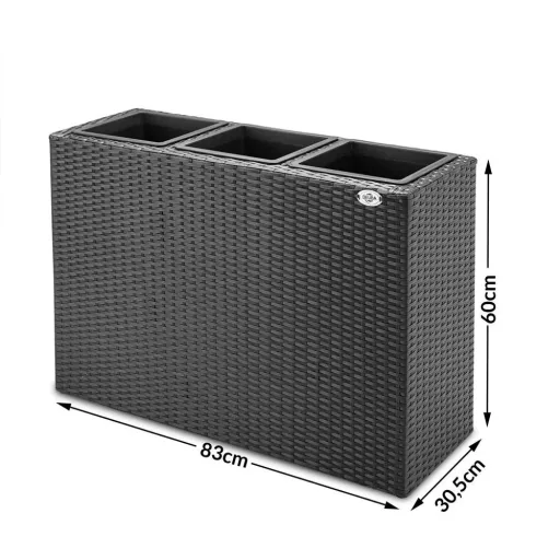 Standing flowerpot black 83x30.5x60cm