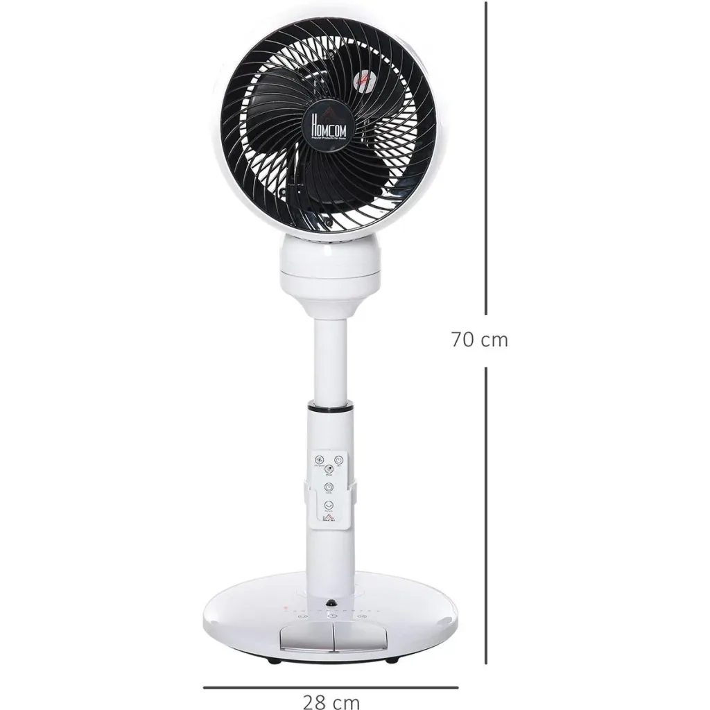 Pedestal fan with remote control, adjustable black/white