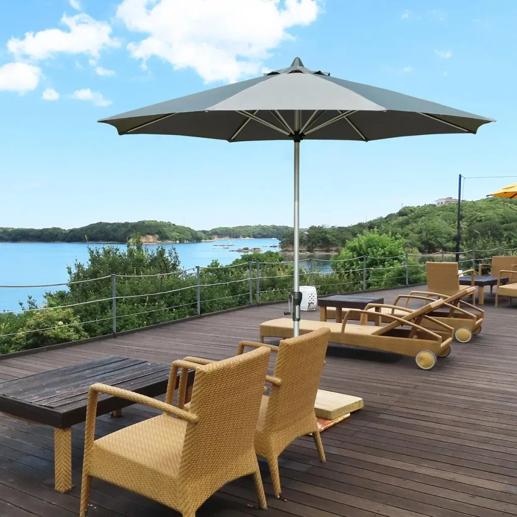 Parasol 2.7 m 8 ribs aluminum polyester dark gray