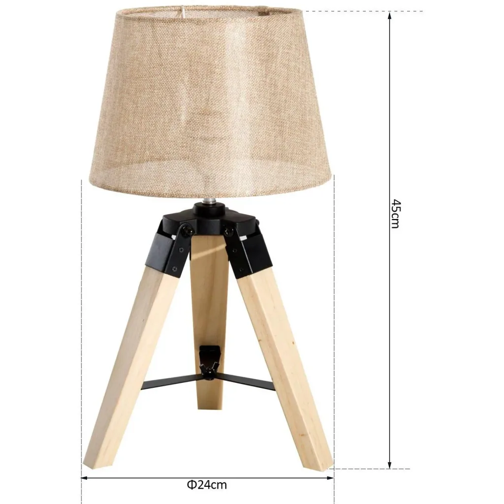 Table lamp tripod table lamp E27 linen look pine beige