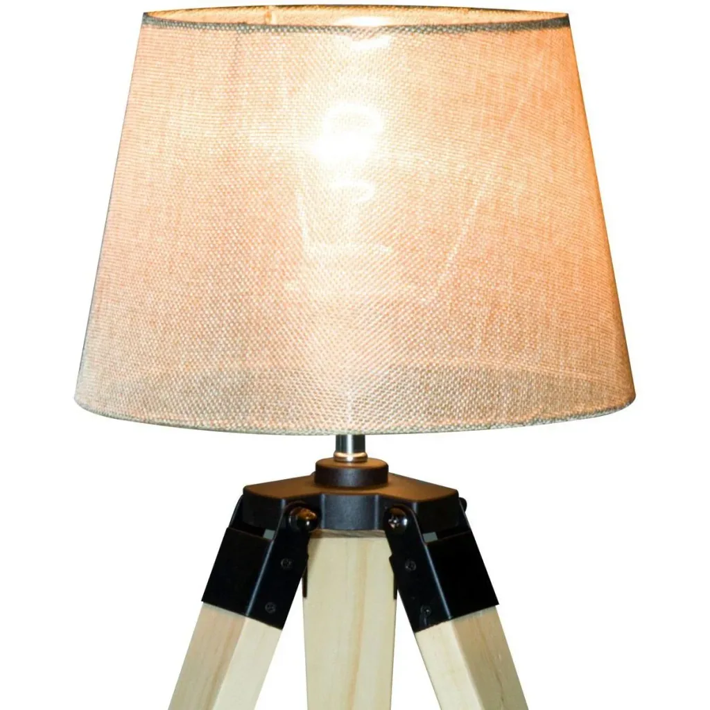 Table lamp tripod table lamp E27 linen look pine beige