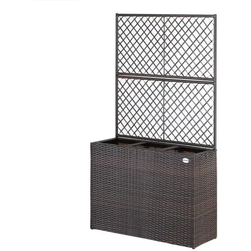 Polyrattan planter with trellis brown