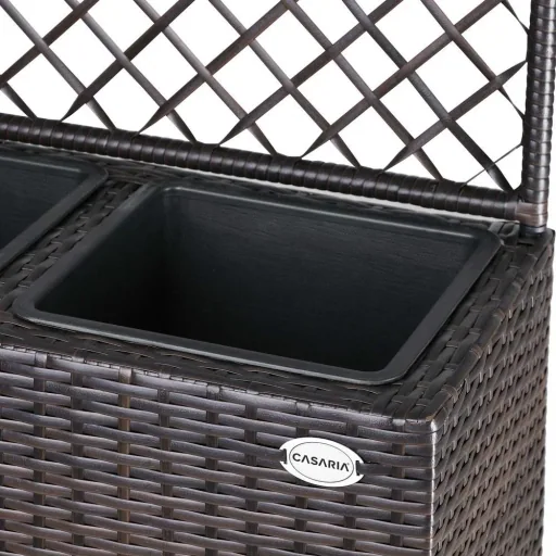 Polyrattan planter with trellis brown