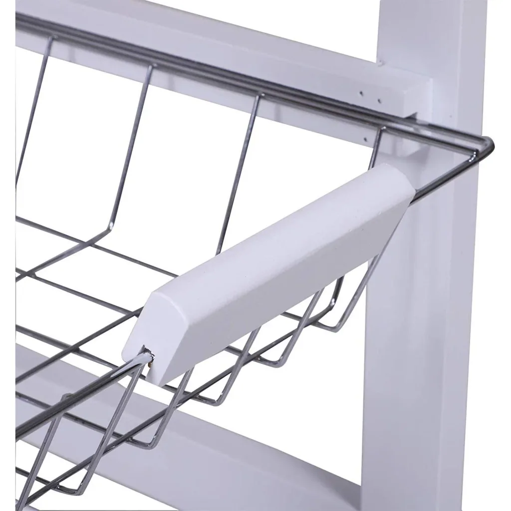 Kitchen trolley with metal baskets white