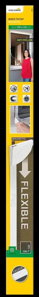 Fly screen magnetic frame with pollen protection, white, 100 x 120 cm
