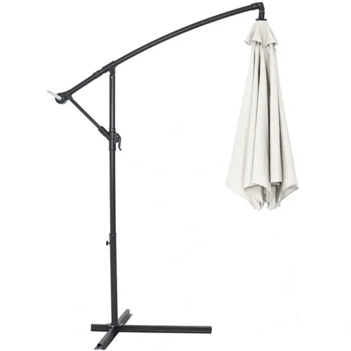 Parasol Foldable aluminum umbrella beige with pendulum Ø 330 cm
