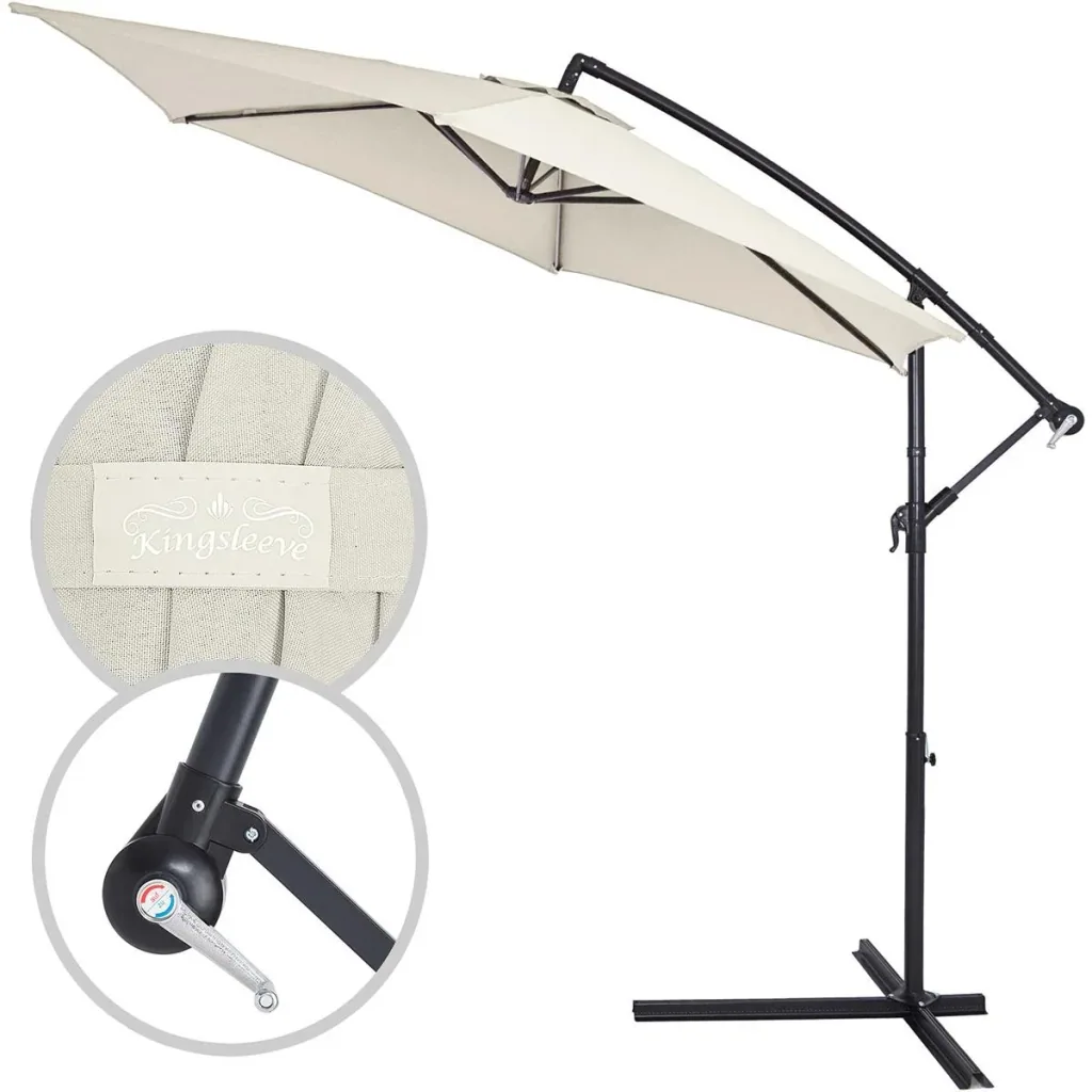 Parasol Foldable aluminum umbrella beige with pendulum Ø 330 cm