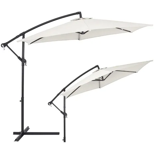 Parasol Foldable aluminum umbrella beige with pendulum Ø 330 cm