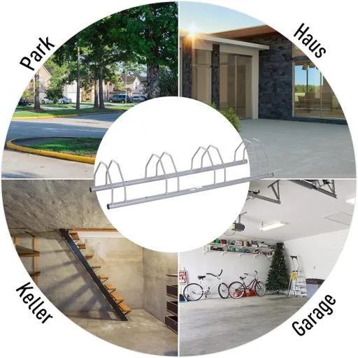 Bicycle stand Bicycle parking Multiple stand Floor and wall mounting Steel Silver 4 bicycles