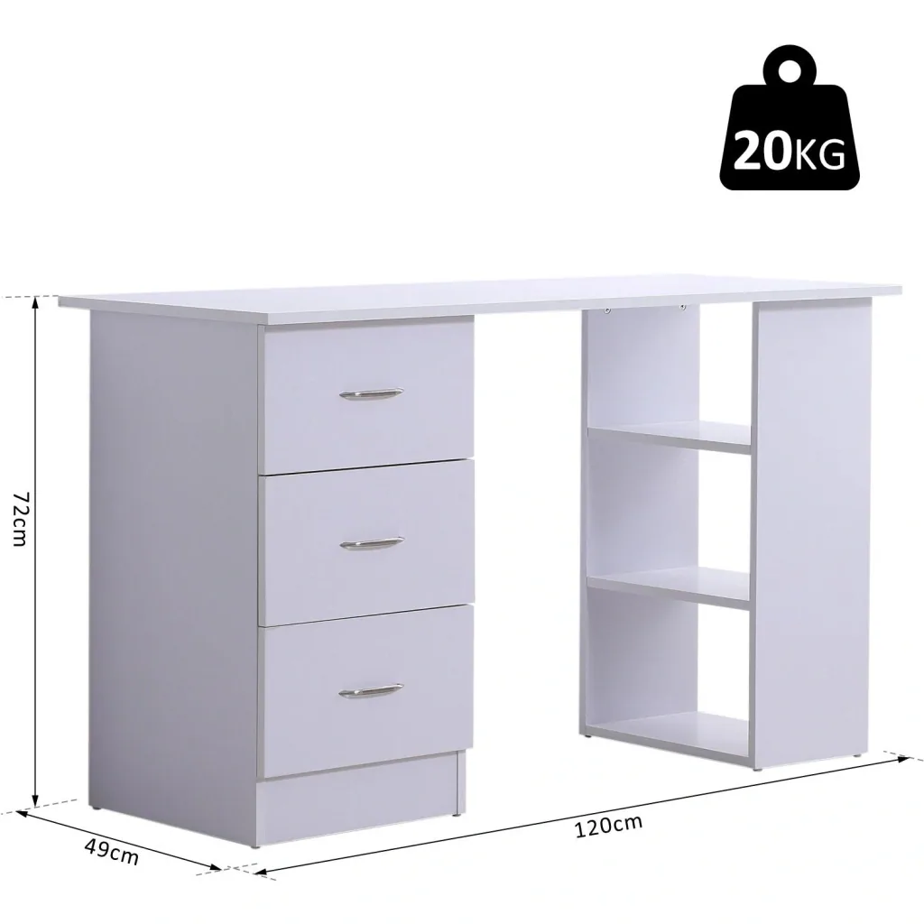 Desk computer table with drawers white