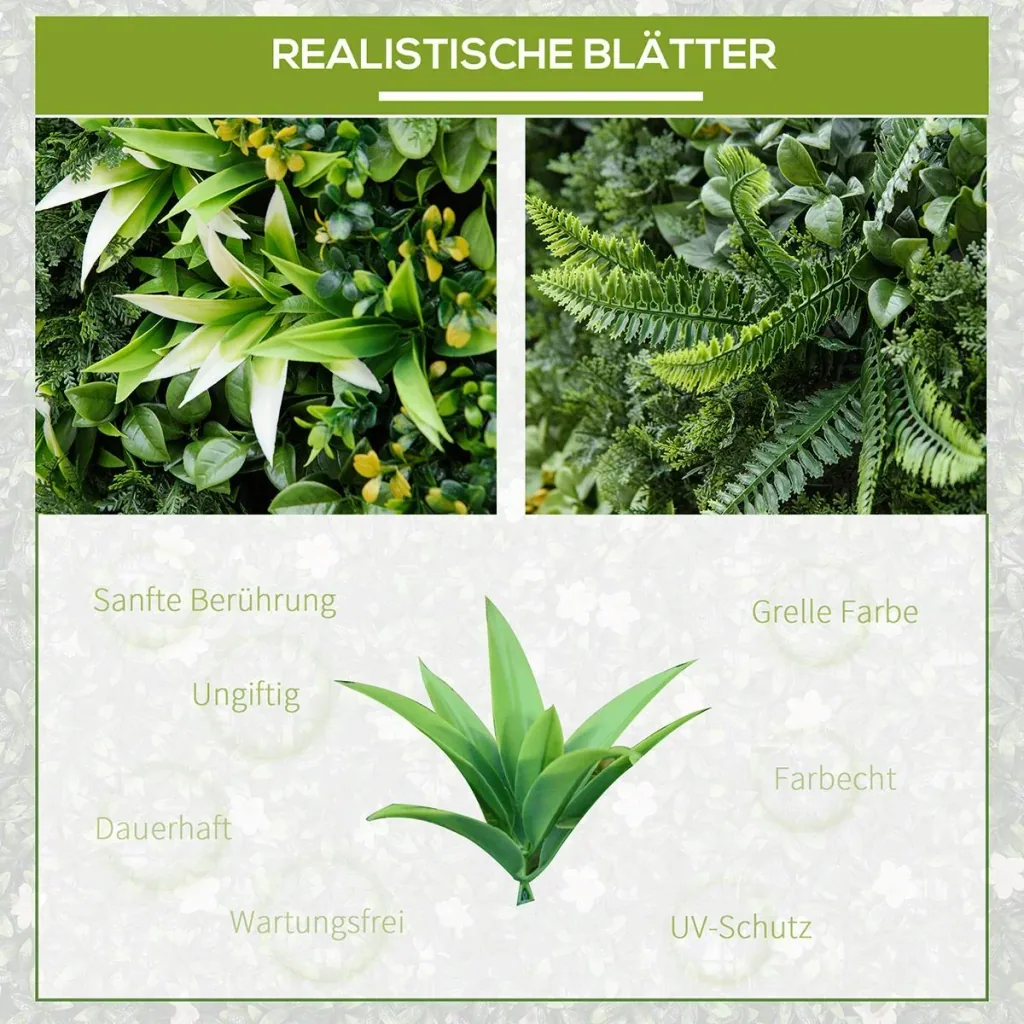 12 pieces artificial plant wall hedge 50x50 cm UV protection privacy screen multi-leaf design hedge plant for garden ou