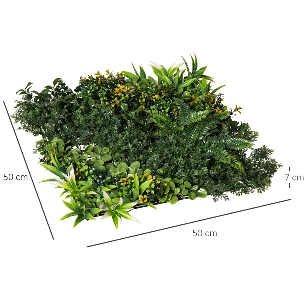 12 pieces artificial plant wall hedge 50x50 cm UV protection privacy screen multi-leaf design hedge plant for garden ou