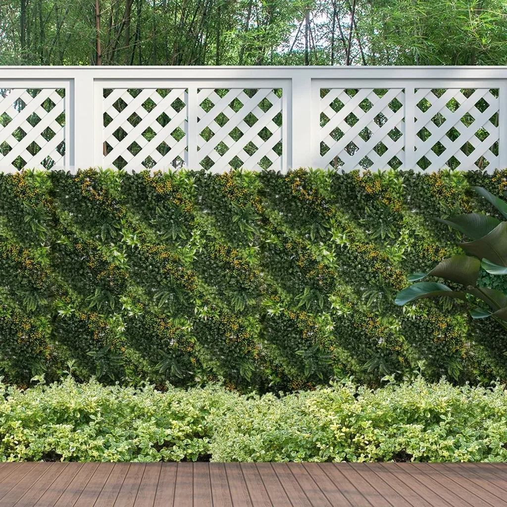 12 pieces artificial plant wall hedge 50x50 cm UV protection privacy screen multi-leaf design hedge plant for garden ou