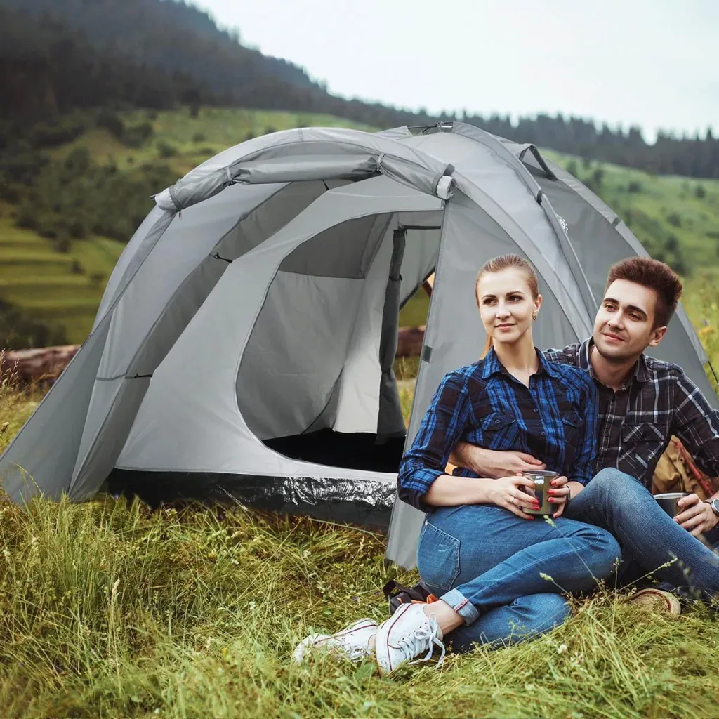 Camping tent for 2-3 people - grey - 350 x 220 x 145 cm