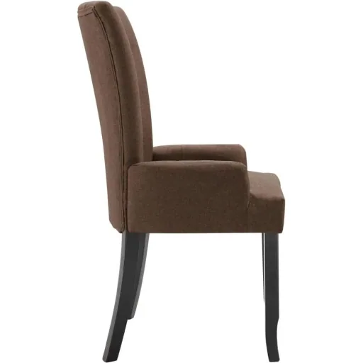 Dining chair with armrests fabric brown